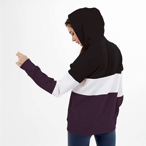 New Small Colorblock Hoodie with Mask Straps Majeclo Sweatshirt - Picture 4 of 7